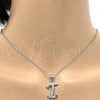 Stainless Steel Pendant Necklace, Initials and Rolo Design, with White Crystal, Polished, Steel Finish, 04.238.0008.1.18