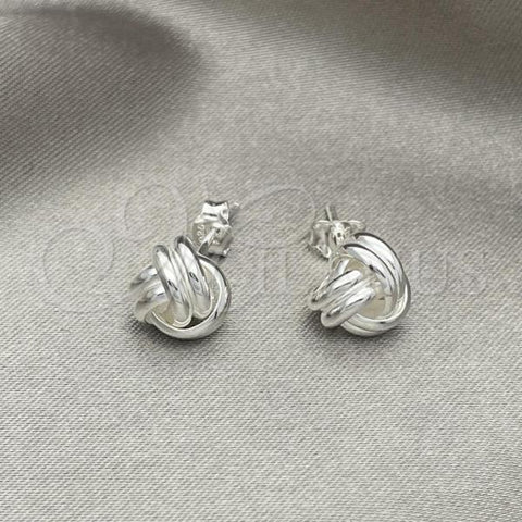 Sterling Silver Stud Earring, Love Knot Design, Polished, Silver Finish, 02.408.0082.08