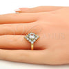 Oro Laminado Multi Stone Ring, Gold Filled Style with White and White Cubic Zirconia, Polished, Golden Finish, 01.205.0002.3.08 (Size 8)
