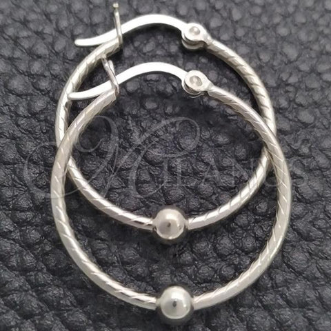 Sterling Silver Small Hoop, and Ball Polished, Silver Finish, 02.399.0018.25