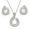 Sterling Silver Earring and Pendant Adult Set, Teardrop Design, with White Cubic Zirconia, Polished, Rhodium Finish, 10.286.0014
