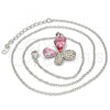 Rhodium Plated Pendant Necklace, Butterfly Design, with Light Rose and Aurore Boreale Swarovski Crystals, Polished, Rhodium Finish, 04.239.0043.10.18