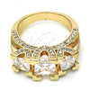 Oro Laminado Multi Stone Ring, Gold Filled Style with White Cubic Zirconia, Polished, Golden Finish, 01.284.0014.08 (Size 8)