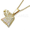 Oro Laminado Fancy Pendant, Gold Filled Style Eagle Design, Polished, Tricolor, 5.180.012