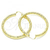 Oro Laminado Large Hoop, Gold Filled Style Hollow Design, Diamond Cutting Finish, Golden Finish, 02.213.0227.60
