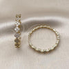 Oro Laminado Huggie Hoop, Gold Filled Style Four-leaf Clover Design, with White Cubic Zirconia, Diamond Cutting Finish, Golden Finish, 02.204.0058.40