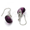 Rhodium Plated Long Earring, Heart Design, with Amethyst Swarovski Crystals and White Cubic Zirconia, Polished, Rhodium Finish, 02.239.0030.1