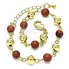 Oro Laminado Fancy Bracelet, Gold Filled Style Ball Design, Polished, Golden Finish, 03.63.2227.3.08