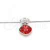 Rhodium Plated Pendant Necklace, Flower and Box Design, with Padparadscha Swarovski Crystals and White Cubic Zirconia, Polished, Rhodium Finish, 04.239.0020.16