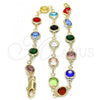 Oro Laminado Fancy Bracelet, Gold Filled Style with Multicolor Crystal, Polished, Golden Finish, 03.326.0001.07