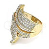 Oro Laminado Multi Stone Ring, Gold Filled Style with White Micro Pave, Polished, Golden Finish, 01.266.0043.08
