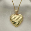 Oro Laminado Pendant Necklace, Gold Filled Style Heart Design, Polished, Golden Finish, 04.117.0033.20