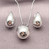 Rhodium Plated Earring and Pendant Adult Set, Teardrop and Hollow Design, Polished, Rhodium Finish, 10.341.0007.1