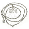 Rhodium Plated Pendant Necklace, Little Boy and Little Girl Design, Polished, Rhodium Finish, 04.106.0008.1.20