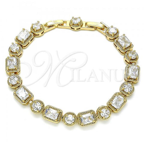 Oro Laminado Tennis Bracelet, Gold Filled Style with White Cubic Zirconia, Polished, Golden Finish, 03.283.0022.08