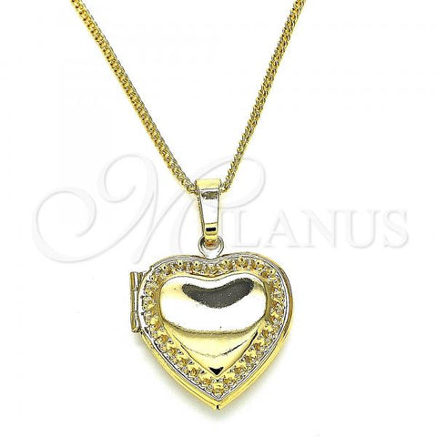 Oro Laminado Pendant Necklace, Gold Filled Style Heart Design, Polished, Golden Finish, 04.117.0005.20