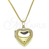 Oro Laminado Pendant Necklace, Gold Filled Style Heart Design, Polished, Golden Finish, 04.117.0005.20