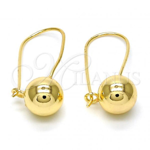 Oro Laminado Leverback Earring, Gold Filled Style Ball Design, Polished, Golden Finish, 02.168.0034