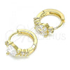 Oro Laminado Huggie Hoop, Gold Filled Style Heart Design, with White Cubic Zirconia, Polished, Golden Finish, 02.210.0647.15