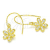 Sterling Silver Dangle Earring, Flower Design, with White Cubic Zirconia, Polished, Golden Finish, 02.366.0001.1