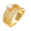 Oro Laminado Multi Stone Ring, Gold Filled Style with White Cubic Zirconia and White Micro Pave, Polished, Golden Finish, 01.217.0002.08 (Size 8)
