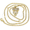 Oro Laminado Pendant Necklace, Gold Filled Style Owl Design, with White Micro Pave, Polished, Golden Finish, 04.156.0111.1.20