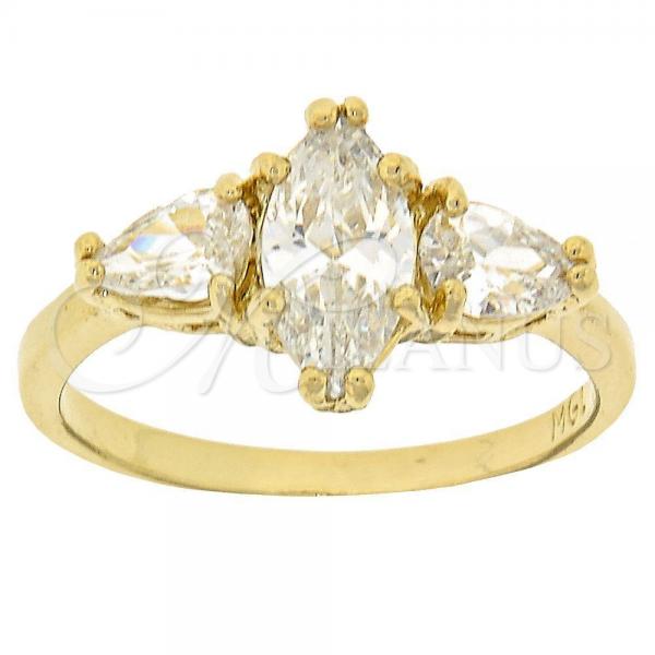 Oro Laminado Multi Stone Ring, Gold Filled Style with White Cubic Zirconia, Polished, Golden Finish, 5.167.023.08 (Size 8)