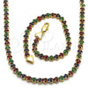 Oro Laminado Necklace and Bracelet, Gold Filled Style with Multicolor Cubic Zirconia, Polished, Golden Finish, 06.284.0013.4