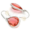 Rhodium Plated Dangle Earring, Teardrop Design, with Padparadscha Swarovski Crystals, Polished, Rhodium Finish, 02.239.0016