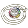 Rhodium Plated Pendant Necklace, Infinite Design, with Multicolor Cubic Zirconia, Polished, Rhodium Finish, 04.210.0013.3.20