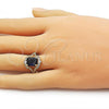 Oro Laminado Multi Stone Ring, Gold Filled Style Cluster Design, with Sapphire Blue and White Cubic Zirconia, Polished, Golden Finish, 01.196.0038.2