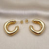 Oro Laminado Stud Earring, Gold Filled Style Chunky Design, Polished, Golden Finish, 02.163.0162.30