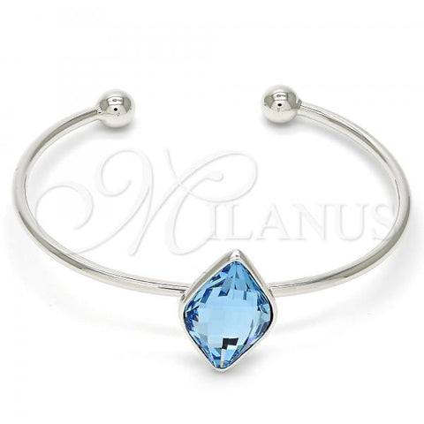 Rhodium Plated Individual Bangle, with Light Turquoise Swarovski Crystals, Polished, Rhodium Finish, 07.239.0006 (02 MM Thickness, One size fits all)