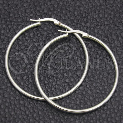 Sterling Silver Medium Hoop, Hollow Design, Polished, Silver Finish, 02.389.0186.40