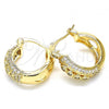 Oro Laminado Small Hoop, Gold Filled Style with White Cubic Zirconia, Polished, Golden Finish, 02.210.0298.15