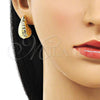 Oro Laminado Stud Earring, Gold Filled Style Teardrop Design, Polished, Golden Finish, 02.260.0023