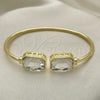 Oro Laminado Individual Bangle, Gold Filled Style with White Crystal, Polished, Golden Finish, 07.380.0004