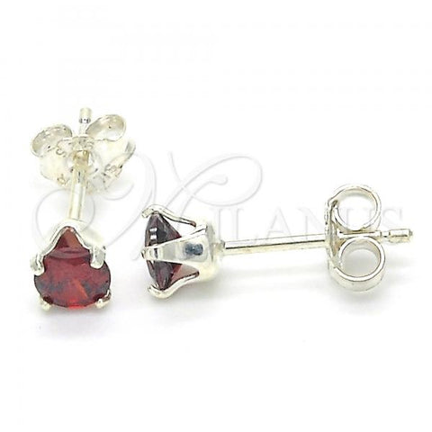 Sterling Silver Stud Earring, with Garnet Cubic Zirconia, Polished,, 02.63.2605.1