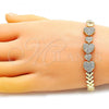 Oro Laminado Fancy Bracelet, Gold Filled Style Heart Design, with White Micro Pave, Polished, Golden Finish, 03.283.0164.07