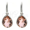 Rhodium Plated Dangle Earring, Teardrop Design, with Light Peach Swarovski Crystals, Polished, Rhodium Finish, 02.239.0016.2