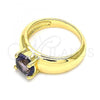 Oro Laminado Multi Stone Ring, Gold Filled Style with Amethyst Cubic Zirconia, Polished, Golden Finish, 01.284.0043.1.06