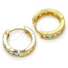 Oro Laminado Huggie Hoop, Gold Filled Style with Multicolor Cubic Zirconia, Polished, Golden Finish, 02.210.0072.20