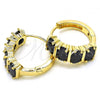 Oro Laminado Huggie Hoop, Gold Filled Style with Black Cubic Zirconia, Polished, Golden Finish, 02.316.0050.15