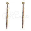 Oro Laminado Stud Earring, Gold Filled Style with Pink Crystal, Polished, Golden Finish, 02.122.0118.3.55