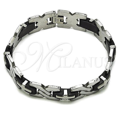 Stainless Steel Solid Bracelet, Cross and Hugs and Kisses Design, Polished, Steel Finish, 03.114.0402.09