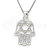 Sterling Silver Fancy Pendant, Hand of God and Star of David Design, with White Cubic Zirconia, Polished,, 05.398.0021