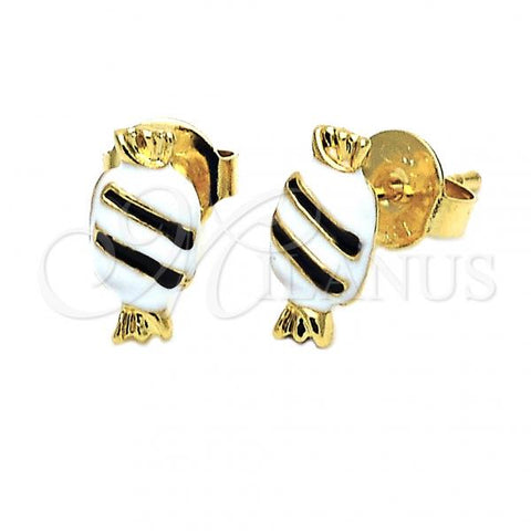 Oro Laminado Stud Earring, Gold Filled Style Candy Design, White Enamel Finish, Golden Finish, 5.126.098.4 *PROMO*