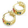 Oro Laminado Small Hoop, Gold Filled Style with Multicolor Cubic Zirconia, Polished, Golden Finish, 02.210.0299.4.20