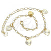 Oro Laminado Charm Anklet , Gold Filled Style Heart Design, Polished, Golden Finish, 03.63.2191.10