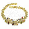 Oro Laminado Fancy Bracelet, Gold Filled Style with Multicolor Cubic Zirconia, Polished, Golden Finish, 03.316.0006.1.07